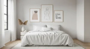 Framed wall prints in bedroom decor