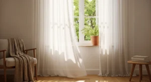 Sheer curtains softening apartment space