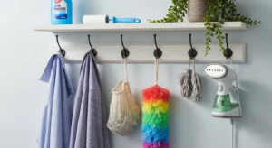 Wall hooks for organizing laundry room essentials