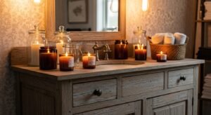 Rustic vanity with cozy farmhouse charm