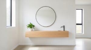 Floating vanity setup with modern minimal design