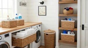 Farmhouse laundry baskets decor
