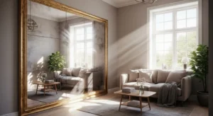 Mirror making small apartment feel larger