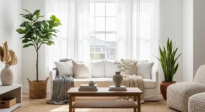 Faux plants living room decor