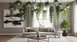 Hanging planters living room decor