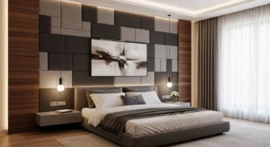 Textured wall covering bedroom design