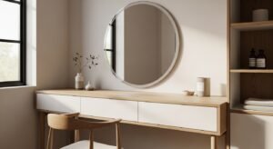 Scandinavian vanity room with light and minimal design