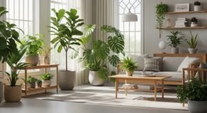 Indoor plants adding freshness to home interior