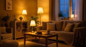 Warm lighting creating a soft and cozy home atmosphere