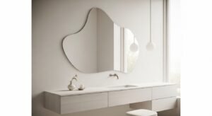 Vanity featuring a bold statement mirror