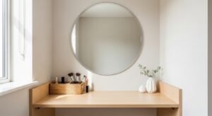 Corner makeup desk maximizing small space