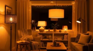 Warm layered lighting creating cozy interior