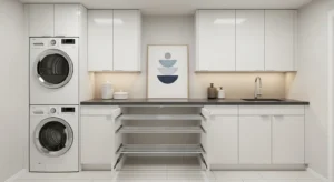 Pull-out drying rack for small laundry room convenience