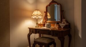 Vintage makeup desk with classic and elegant details