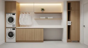 Clutter free modern laundry room