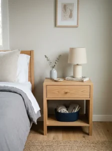 Wooden nightstand with simple and natural design
