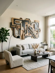 3D wall art adding texture and depth to a modern room