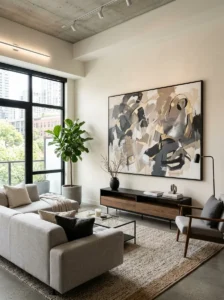 Large abstract wall art creating a bold modern focal point