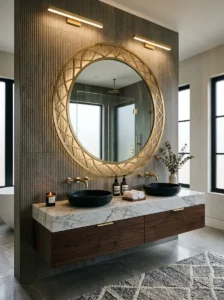 Statement details adding personality to a modern bathroom