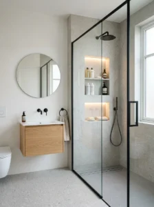 Built-in wall niches for modern bathroom storage