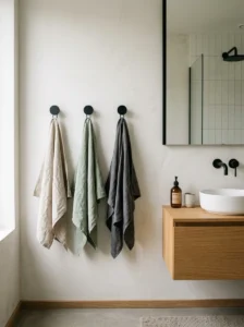 Wall hooks for towels in small bathroom