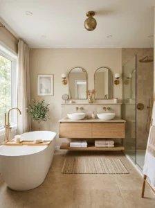 Beige and white modern bathroom color palette