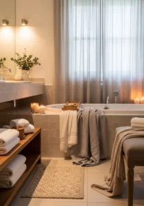 Soft bathroom textures adding spa-like comfort