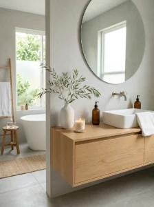 Minimal bathroom decor with intentional details