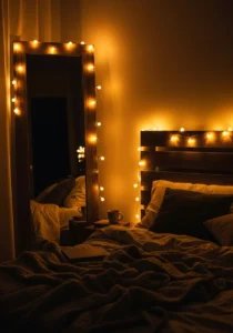 Fairy lights creating cozy cute room aesthetic