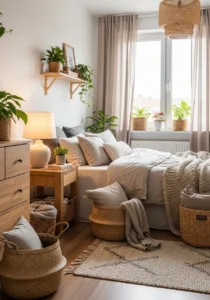 Indoor plants adding freshness to cute room