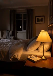 Cute storage baskets in cozy bedroom
