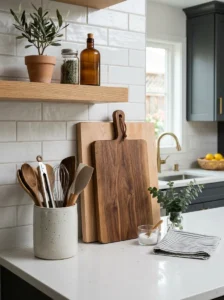 Functional kitchen counter decor with everyday essentials