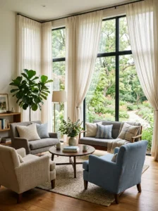 Window-focused seating area with cozy natural lighting