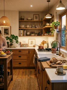 Relaxed lived-in modern kitchen styling