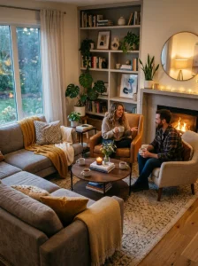Cozy furniture arrangement designed for conversation and comfort