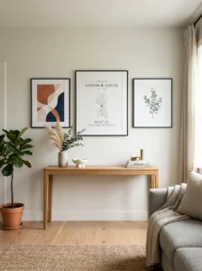 Custom artwork displayed in a modern minimalist interior