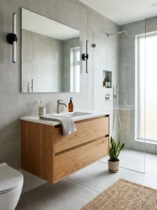 Floating vanity in a modern bathroom renovation