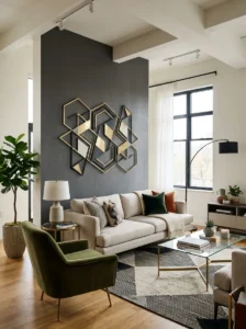 Floating shelves with modern minimalist wall decor styling