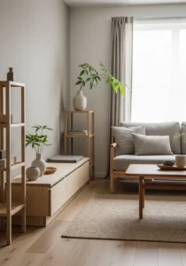 Functional furniture in Japandi minimalist design