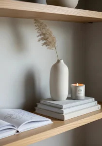 Minimal meaningful decor in Japandi home