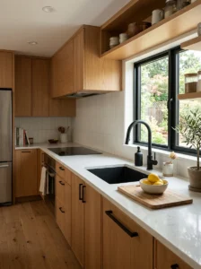 Matte black fixtures in modern kitchen
