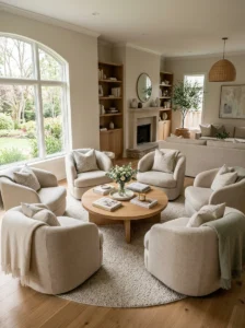 Circular seating arrangement for intimate conversation room