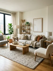 Matching rug shape with living room furniture arrangement