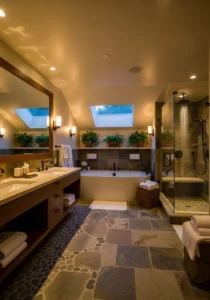 Large mirror making bathroom feel spacious and bright