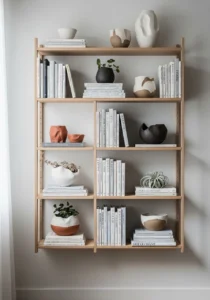 Minimal Japandi shelf styling with open space