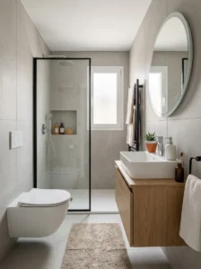 Minimal decor creating a clean small bathroom look
