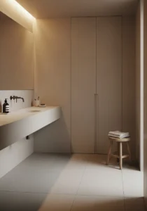 Uncluttered bathroom layout with calming atmosphere