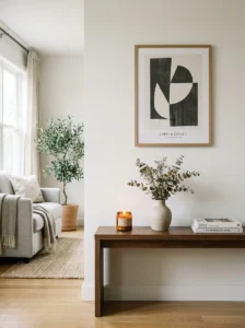 Minimal intentional decor in modern living room