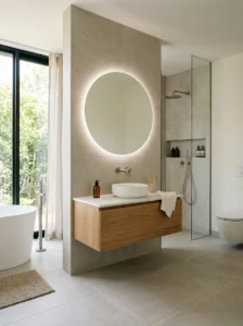 Minimalist modern bathroom with clean layout and sleek design