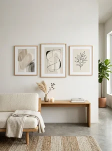 Minimalist wall prints in a sleek modern interior
